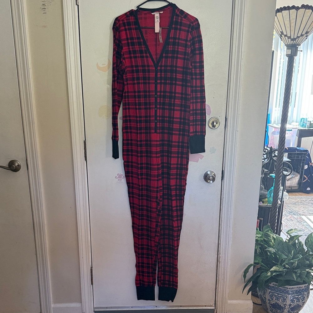 Victoria's Secret Red and Black Plaid Onesie